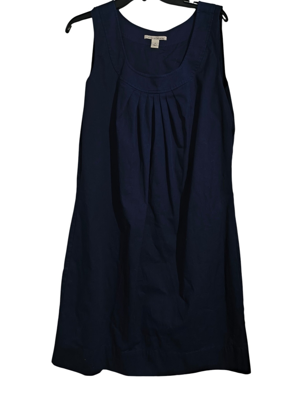 Kenneth Cole Size 12 Navy Pleated Scoop Neck Sleeveless Shift Dress